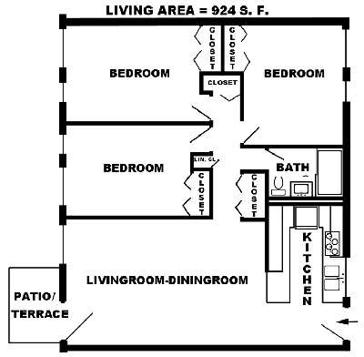 3 Bedroom Floorplan, Right Layout